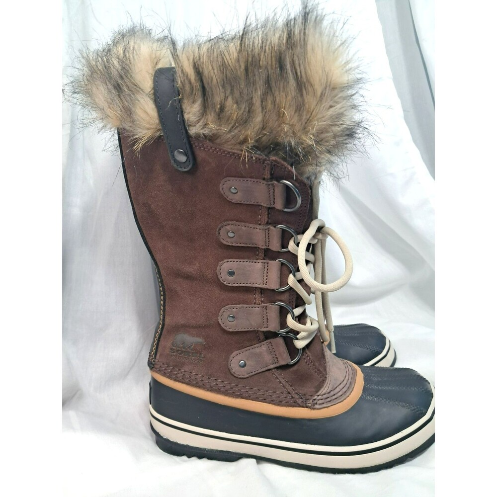 Sorel Joan of Arctic Brown Suede Faux Fur Lace Up Waterproof Boots Women’s 7